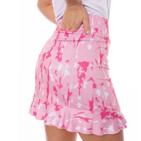 Golftini New with Tags Mamma Mia Pink Pull On Ruffle Golf Skort Skirt - Picture 2 of 8